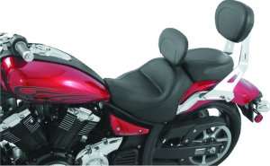 Yamaha Stryker Two-Piece Motorcycle Seat - Mustang Motorcycle - Standard Touring w/Driver Backrest - Black - `11-`17 Yamaha Stryker Two-Piece Motorcycle Seat - Mustang Motorcycle - Standard Touring w/Driver Backrest - Black - `11-`17